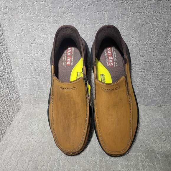 Skechers Parson Oswin Men's Size US 12 Brown Leather Slip On Shoes 204866WW - Picture 7 of 11